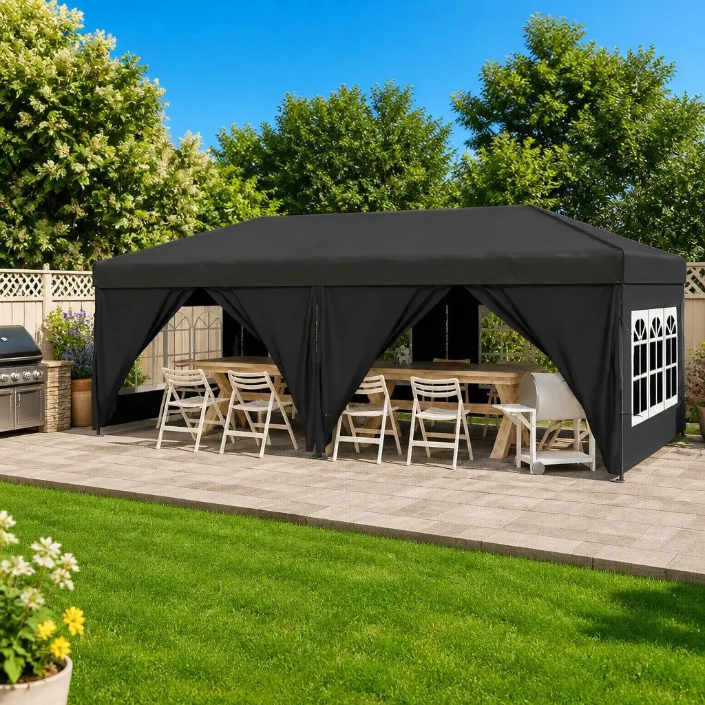 Folding Outdoor Canopy Gazebo 3x6 m with Sidewalls