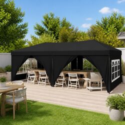 Folding Party Tent with Sidewalls 3x6 m in Black