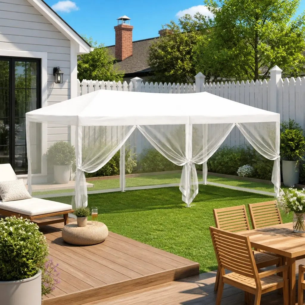 Folding Party Tent Outdoor Use 3x6m White Canopy Gazebo