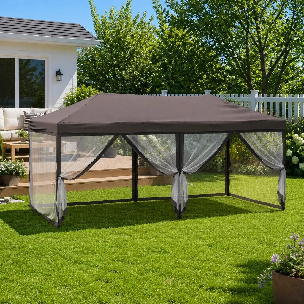Folding Party Tent Outdoor Use 3x6 m Taupe Canopy Gazebo with Sidewalls