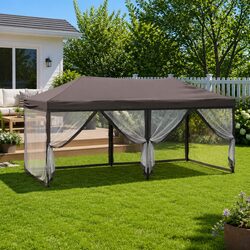 3x6 m Folding Party Tent with Steel Frame, Taupe Colour