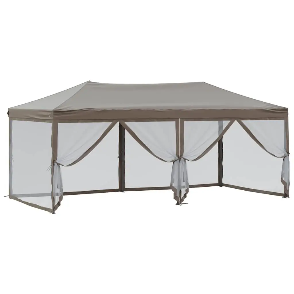 Folding Party Tent Outdoor Use 3x6 m Taupe Canopy Gazebo with Sidewalls