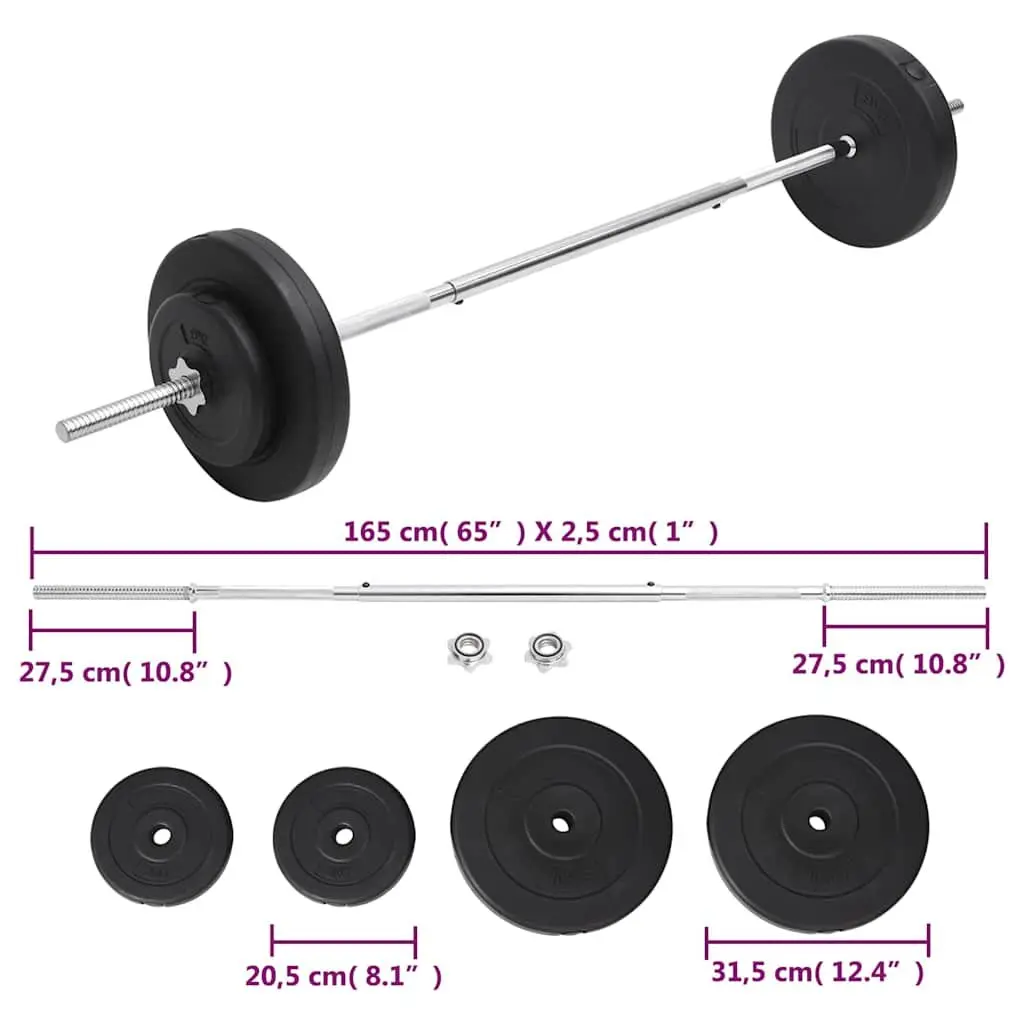 Barbell Set for Home Gym 30kg Red Plates Weight Training