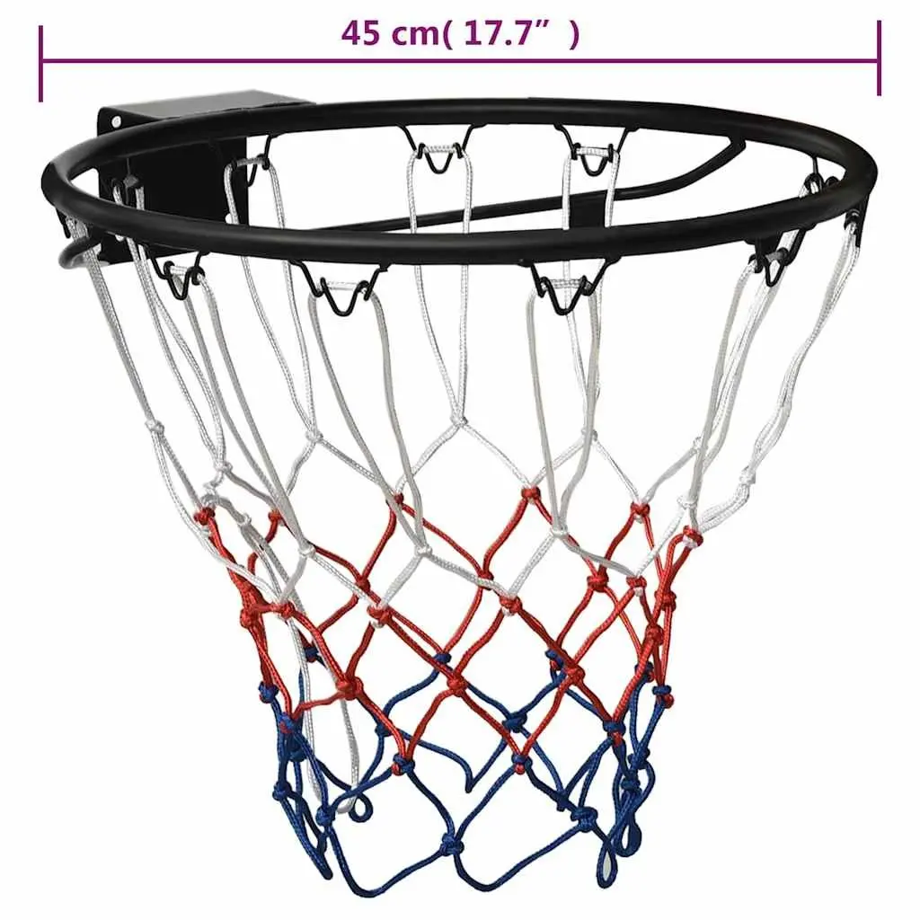 Basketball Rim Indoor Outdoor 45cm Steel Black Wall Mount Hoop