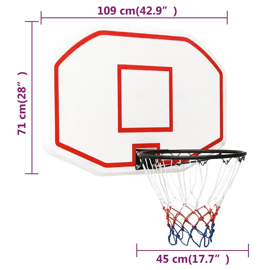 Basketball Backboard White 109x71cm Wall-Mounted Indoor Outdoor Game Practice
