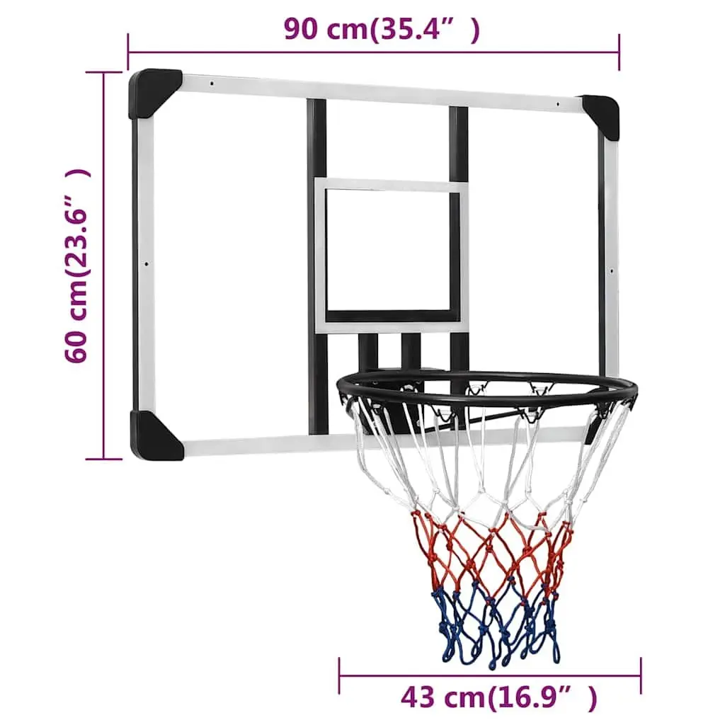 Basketball Backboard Wall-Mounted Transparent 90x60cm Polycarbonate