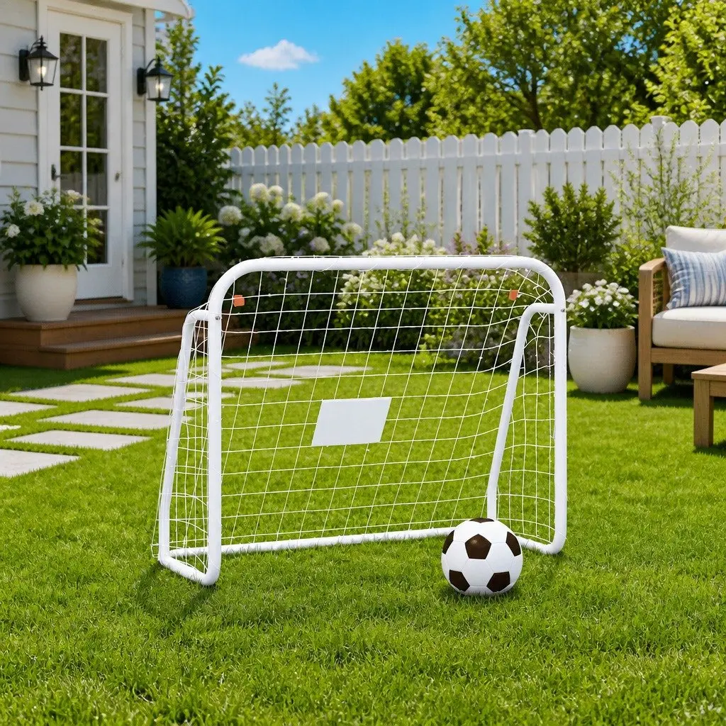 Football Goal with Net White 125x96x60cm Steel Frame Polyester Training