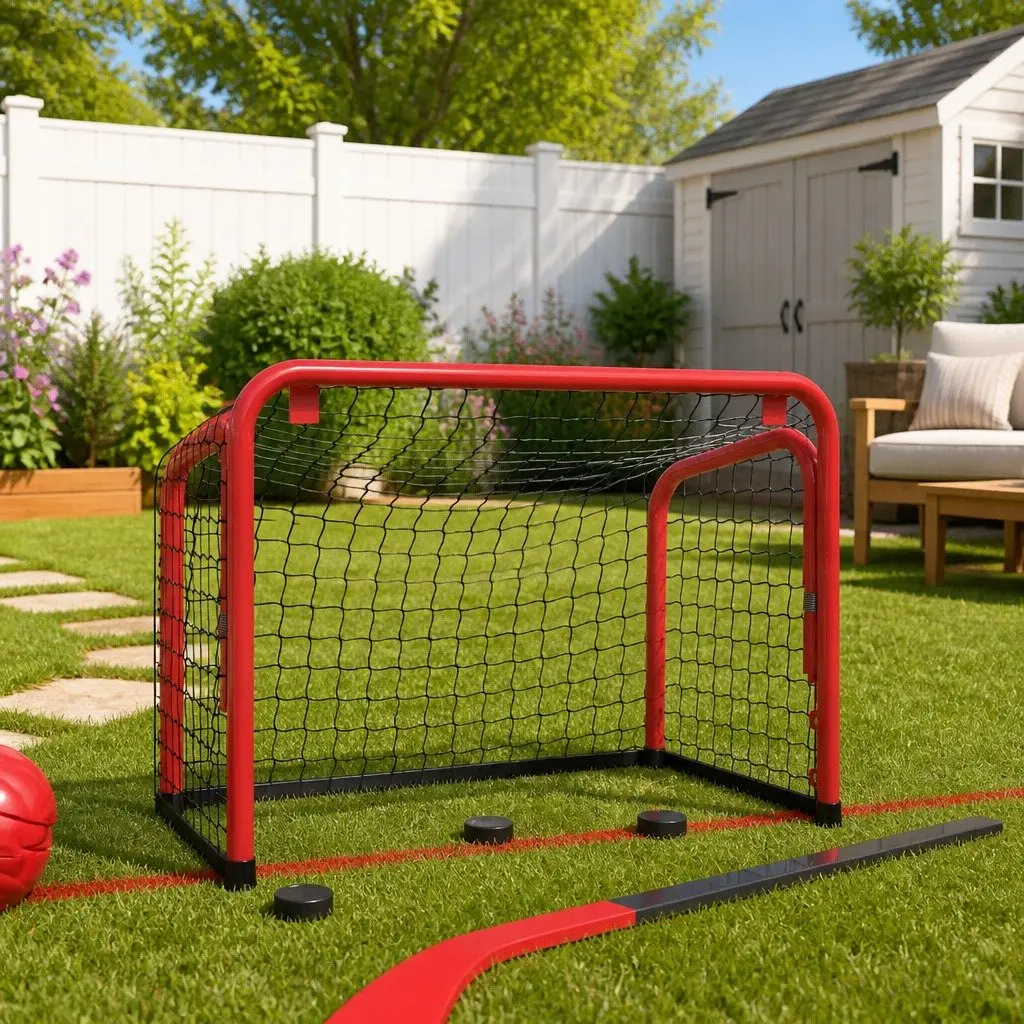 Hockey Goal for Training 68x32x47cm Steel Frame Polyester Net Red Black