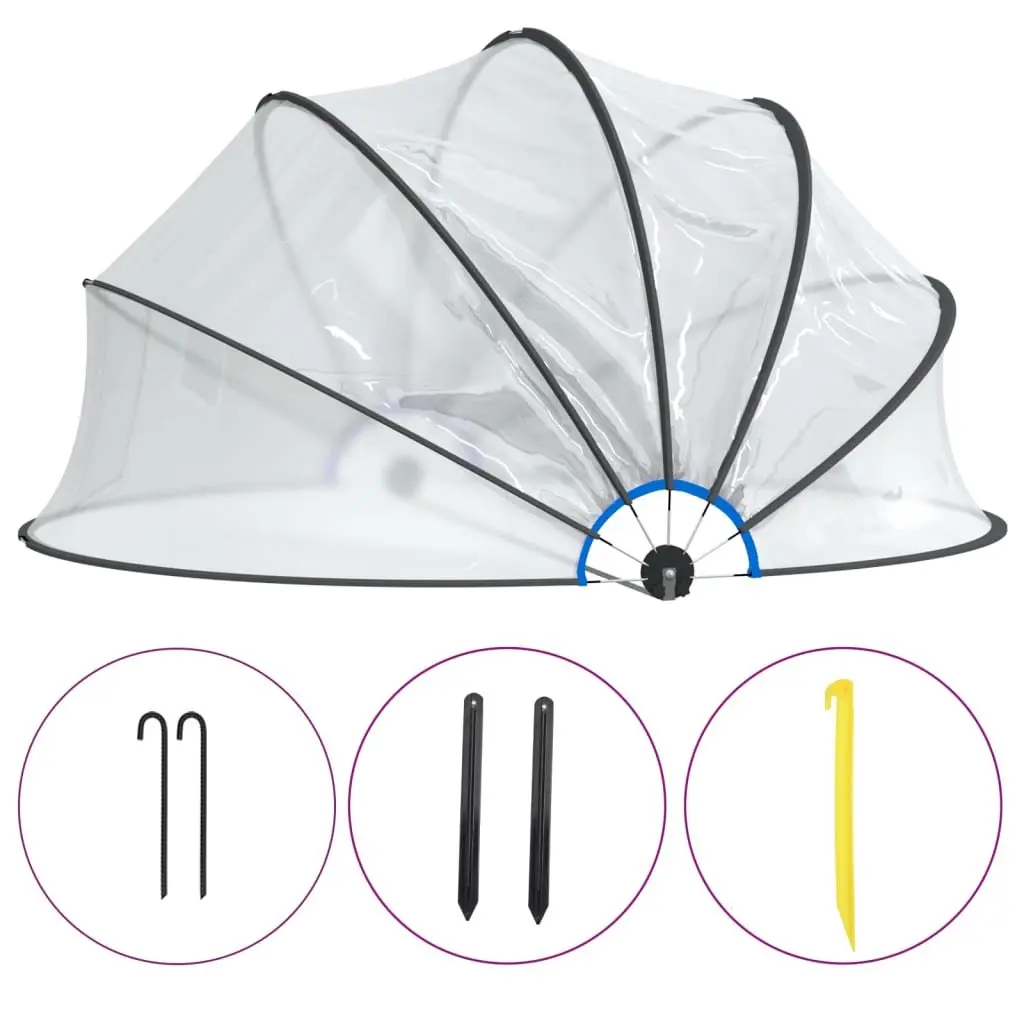 Pool Dome Round 376x188 cm Transparent PVC Shelter Cover Hinged Tent