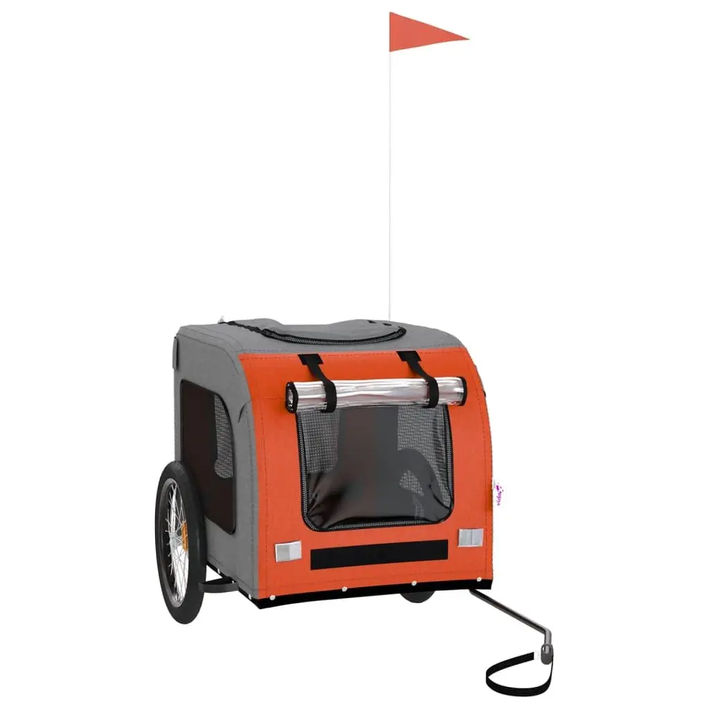Pet Bike Trailer for Small Dogs Orange Oxford Fabric Iron Frame