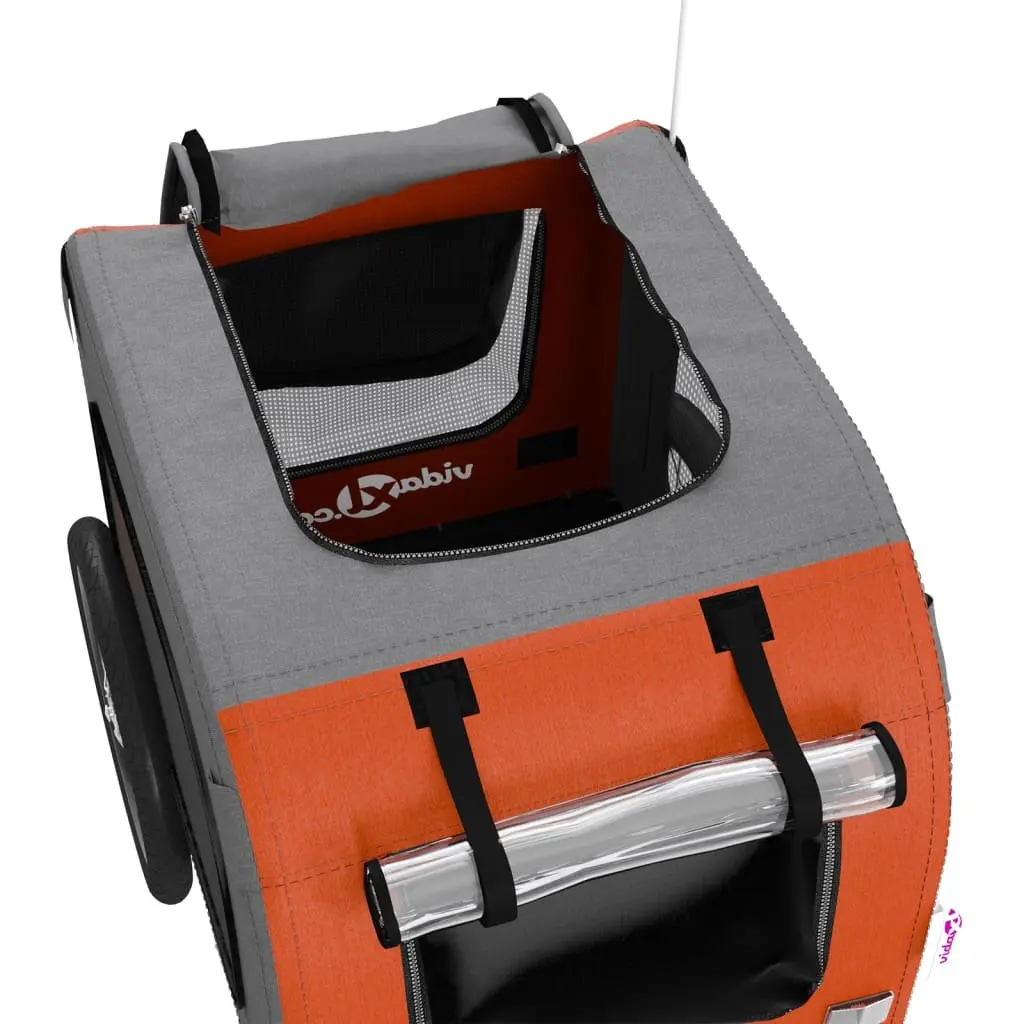 Pet Bike Trailer for Small Dogs Orange Oxford Fabric Iron Frame