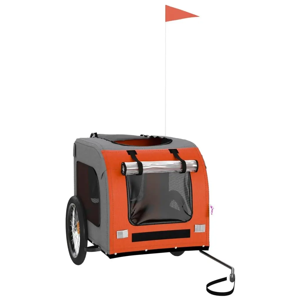 Pet Bike Trailer for Small Dogs Orange Oxford Fabric Iron Frame