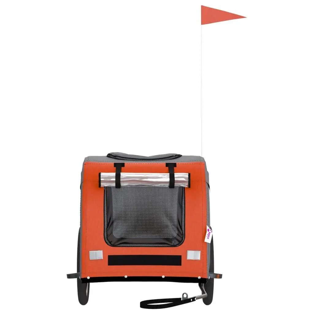 Pet Bike Trailer for Small Dogs Orange Oxford Fabric Iron Frame