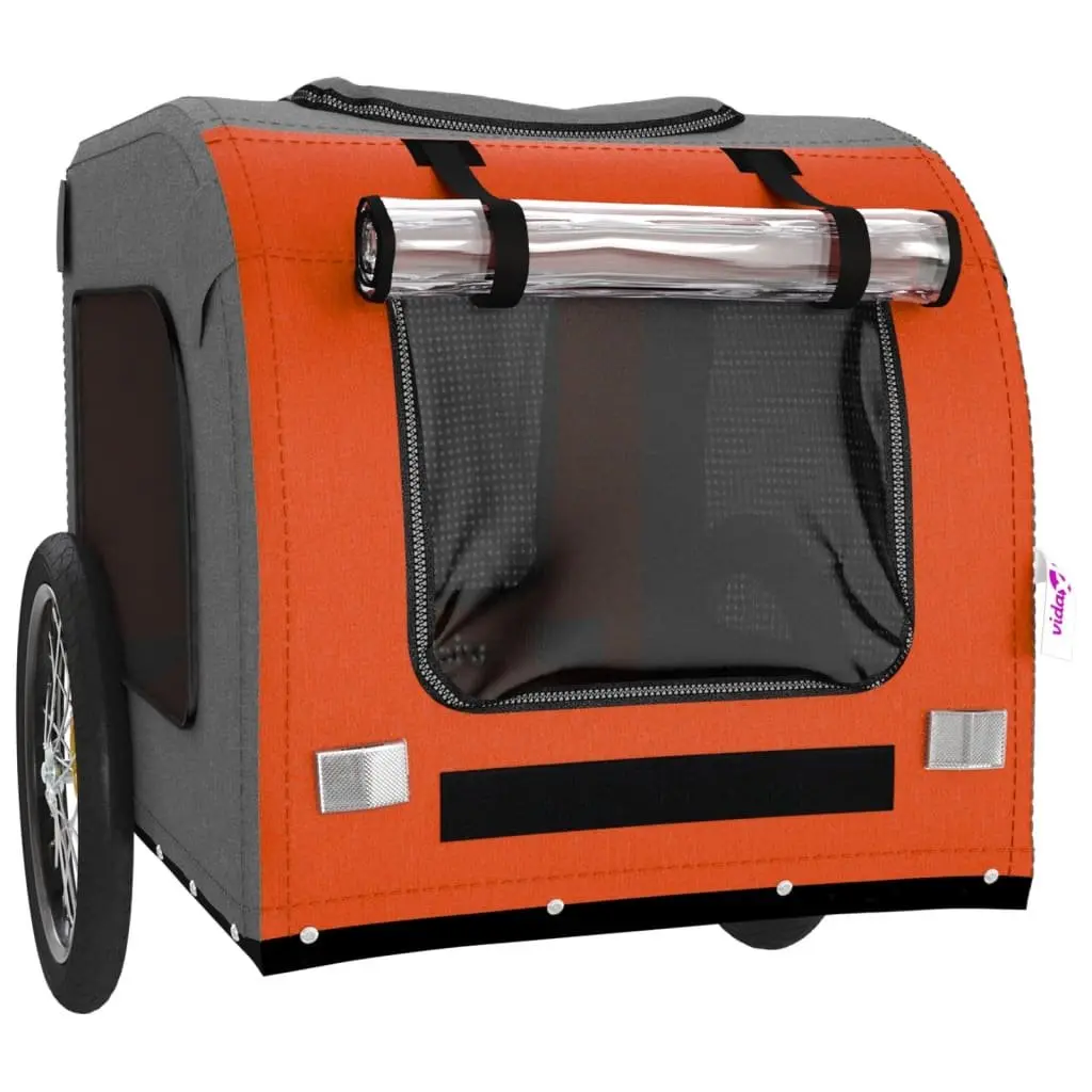 Pet Bike Trailer for Small Dogs Orange Oxford Fabric Iron Frame