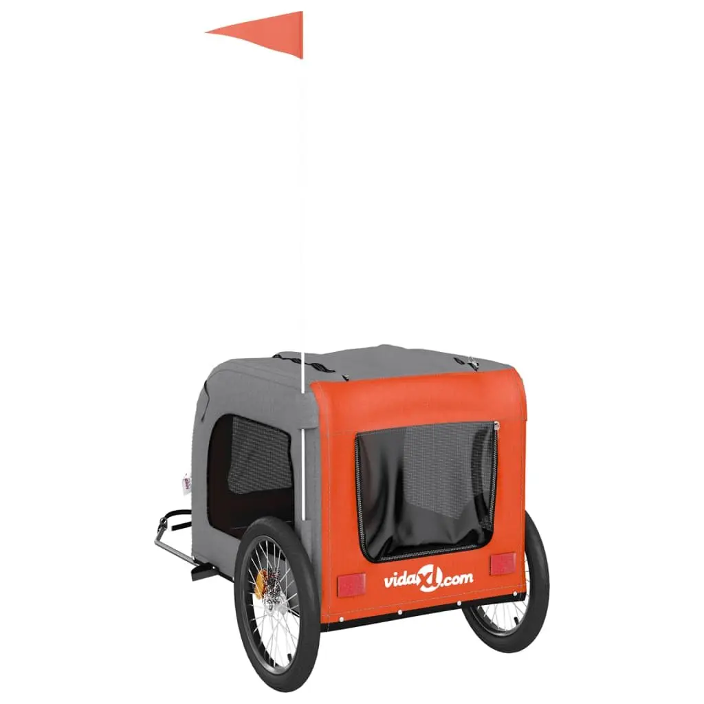 Pet Bike Trailer for Small Dogs Orange Oxford Fabric Iron Frame
