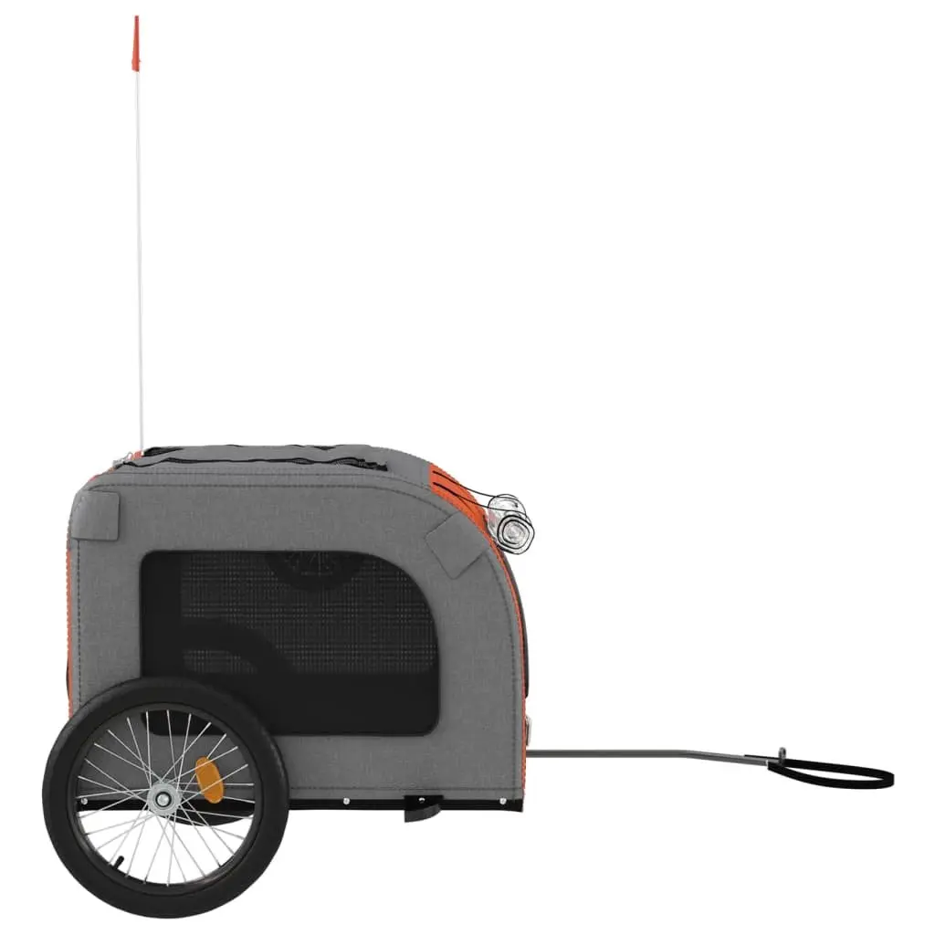 Pet Bike Trailer for Small Dogs Orange Oxford Fabric Iron Frame