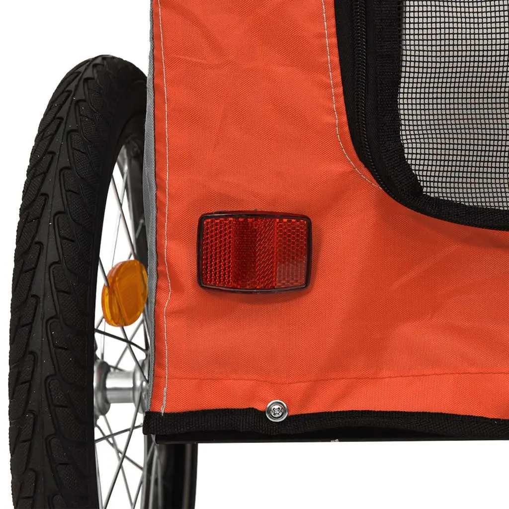 Pet Bike Trailer for Small Dogs Orange Oxford Fabric Iron Frame
