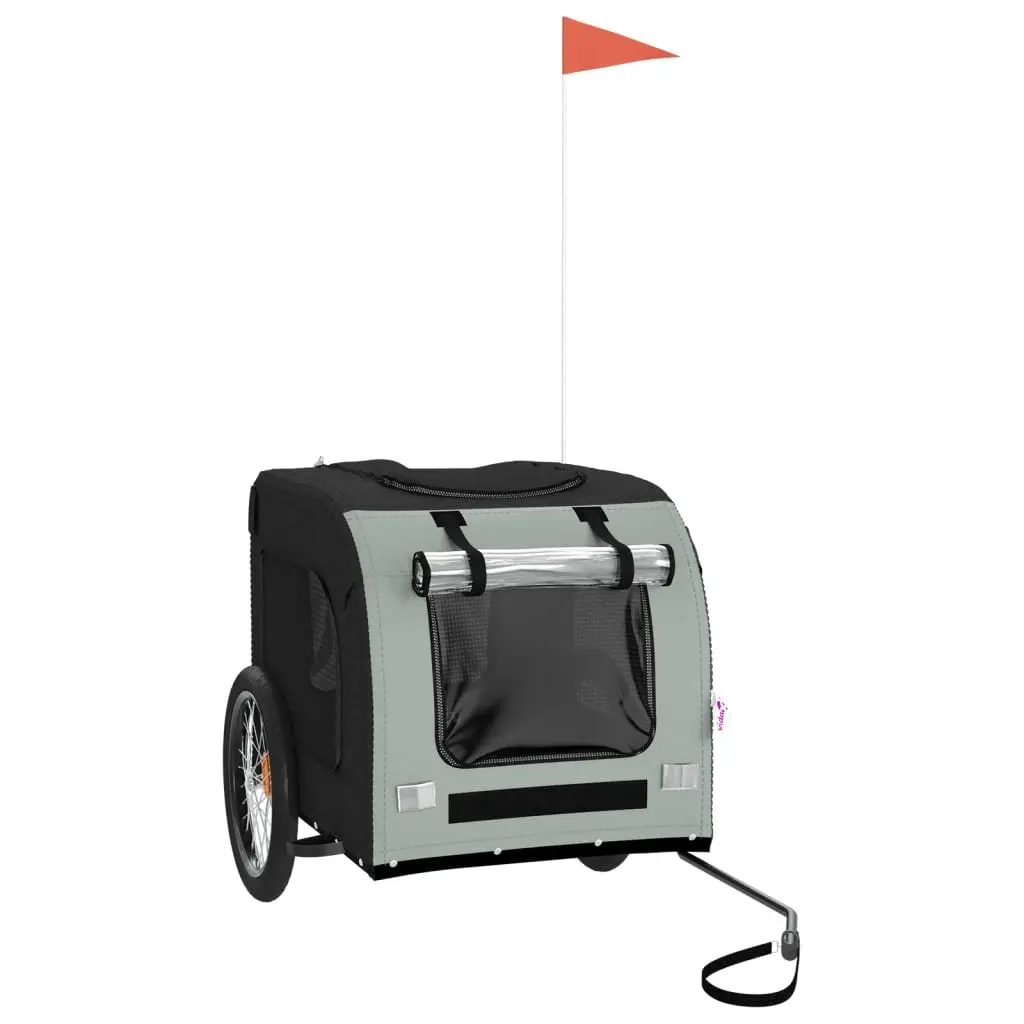 Pet Bike Trailer for Small Dogs Grey Oxford Fabric Iron Frame