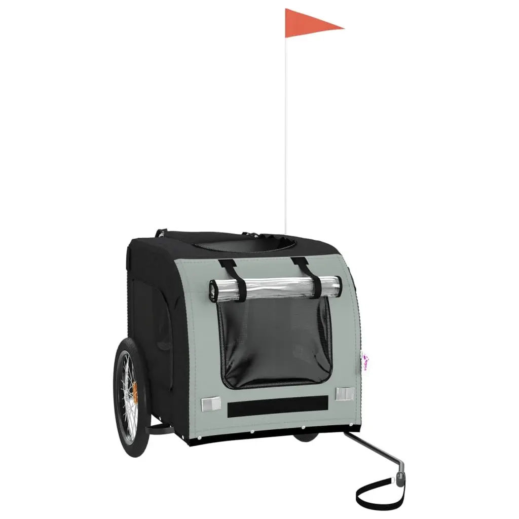 Pet Bike Trailer for Small Dogs Grey Oxford Fabric Iron Frame