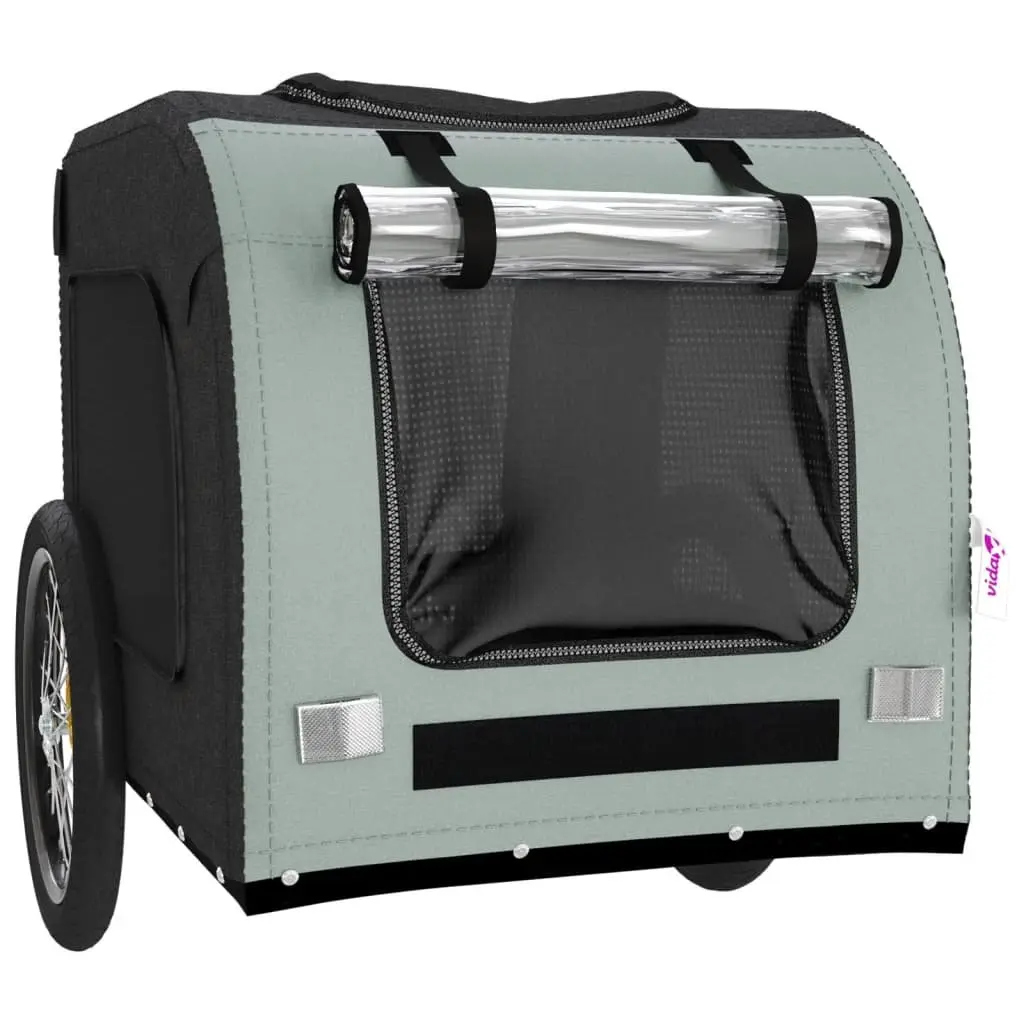 Pet Bike Trailer for Small Dogs Grey Oxford Fabric Iron Frame