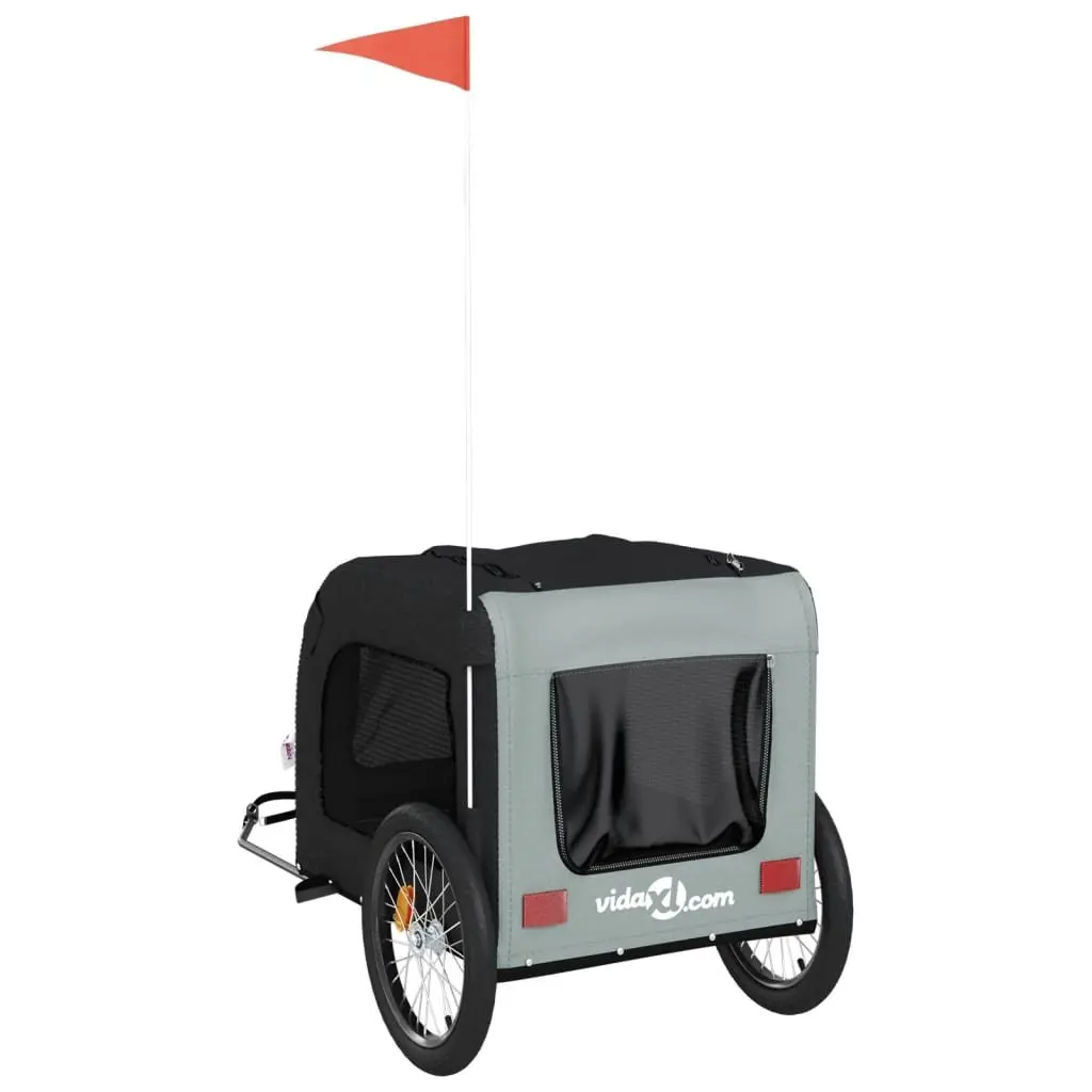 Pet Bike Trailer for Small Dogs Grey Oxford Fabric Iron Frame