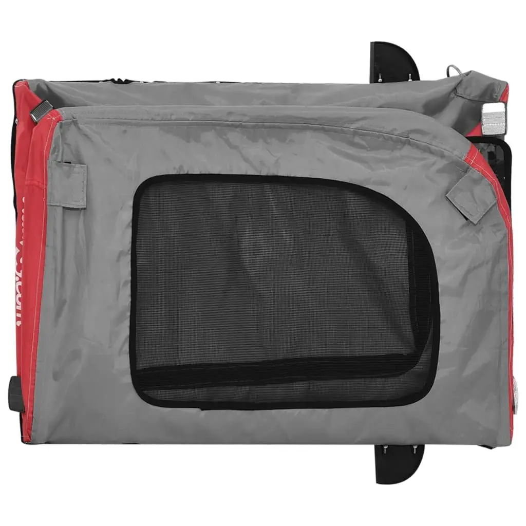 Pet Bike Trailer Red Oxford Fabric Iron Frame Wheels Dogs Cargo Attachment