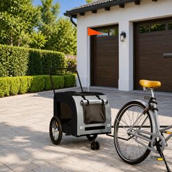 Pet Bike Trailer: 2 Large Wheels, Iron Frame, Black