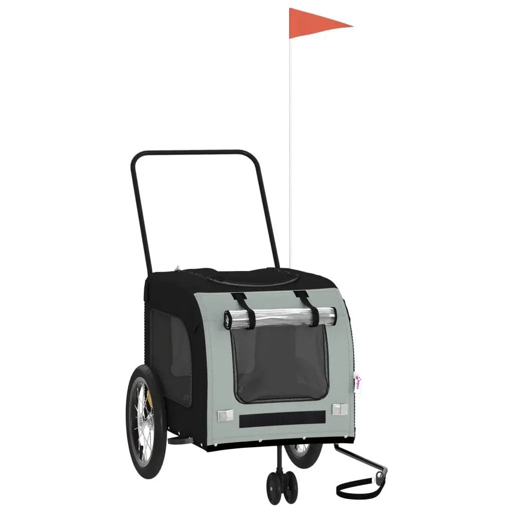 Pet Bike Trailer Black Oxford Fabric Iron Frame Small Dogs Bicycle Cargo