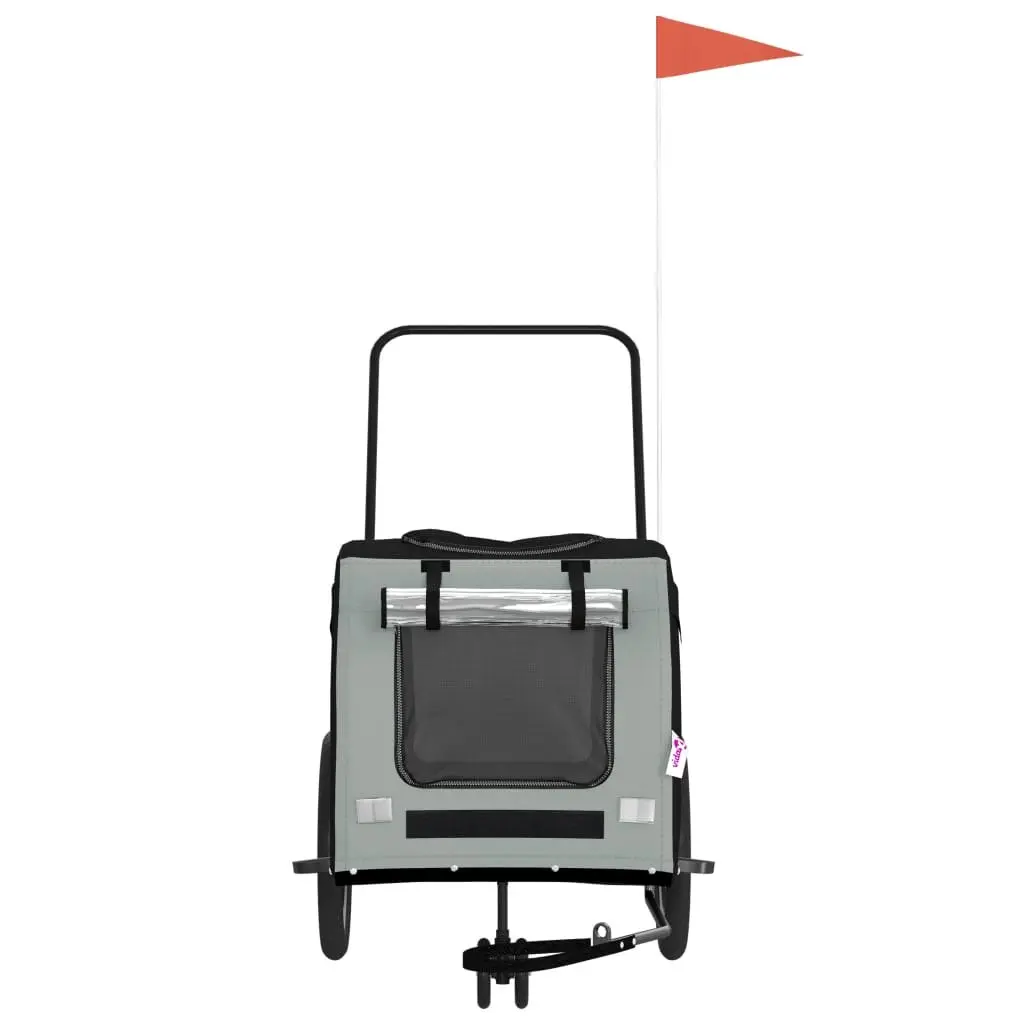 Pet Bike Trailer Black Oxford Fabric Iron Frame Small Dogs Bicycle Cargo