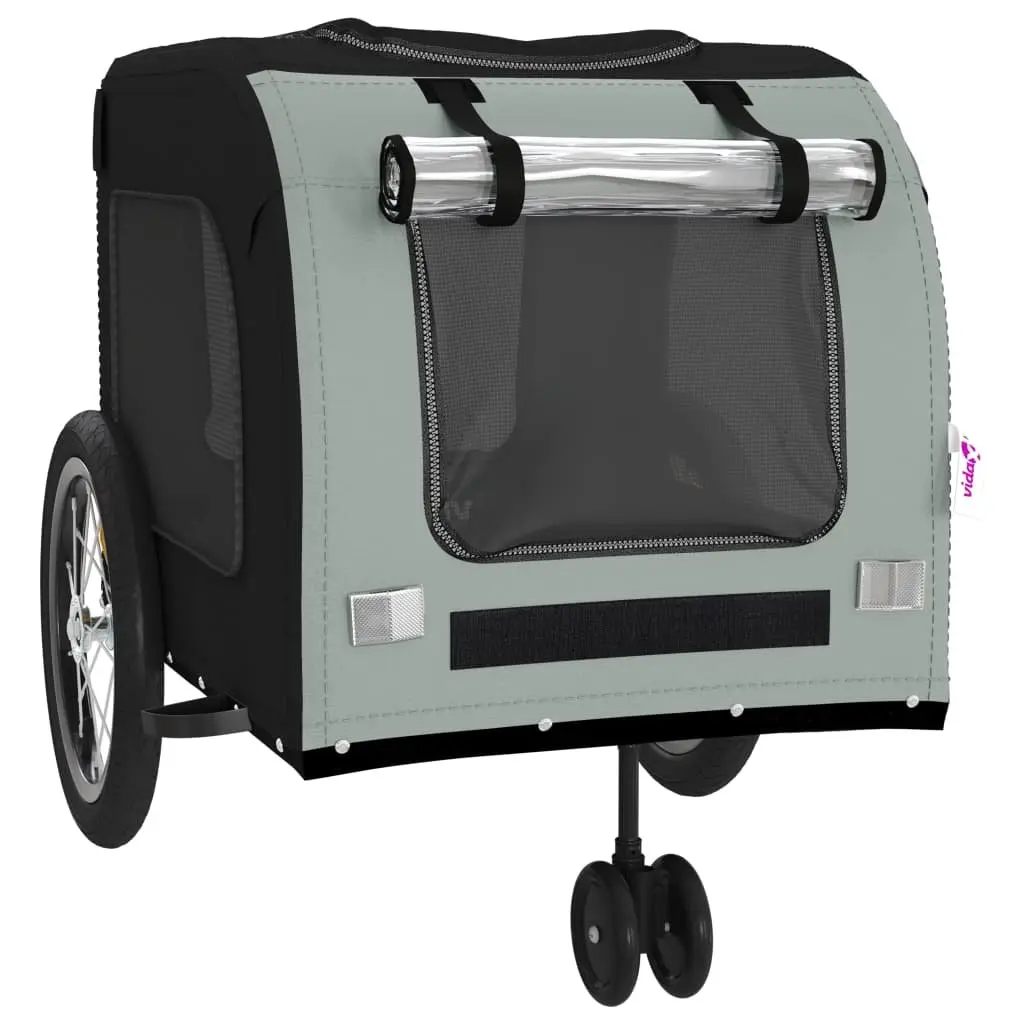 Pet Bike Trailer Black Oxford Fabric Iron Frame Small Dogs Bicycle Cargo