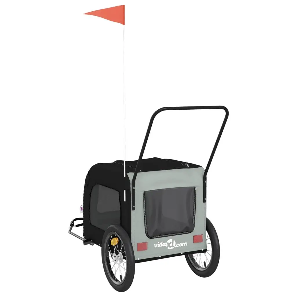 Pet Bike Trailer Black Oxford Fabric Iron Frame Small Dogs Bicycle Cargo