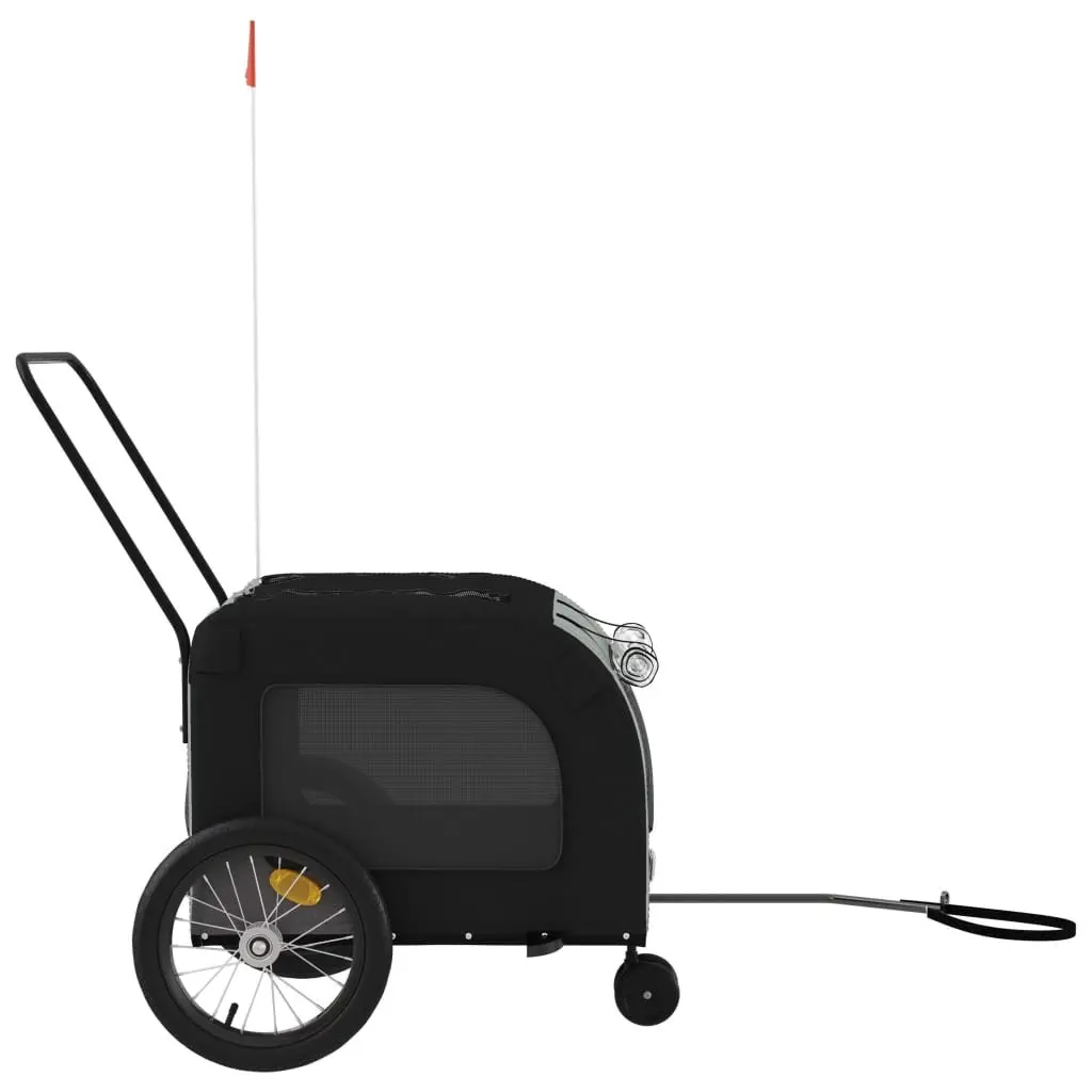 Pet Bike Trailer Black Oxford Fabric Iron Frame Small Dogs Bicycle Cargo