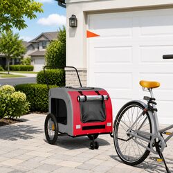 Pet Bike Trailer – Red with Iron Frame and Oxford Fabric