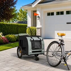 Pet Bike Trailer: Black Iron Frame, 2 Large Wheels