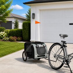 Pet Bike Trailer Specifications: Grey Oxford Fabric & Iron Frame