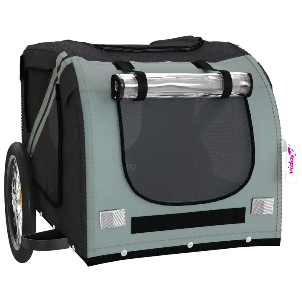 Pet Bike Trailer for Dogs Grey Oxford Fabric Iron Frame