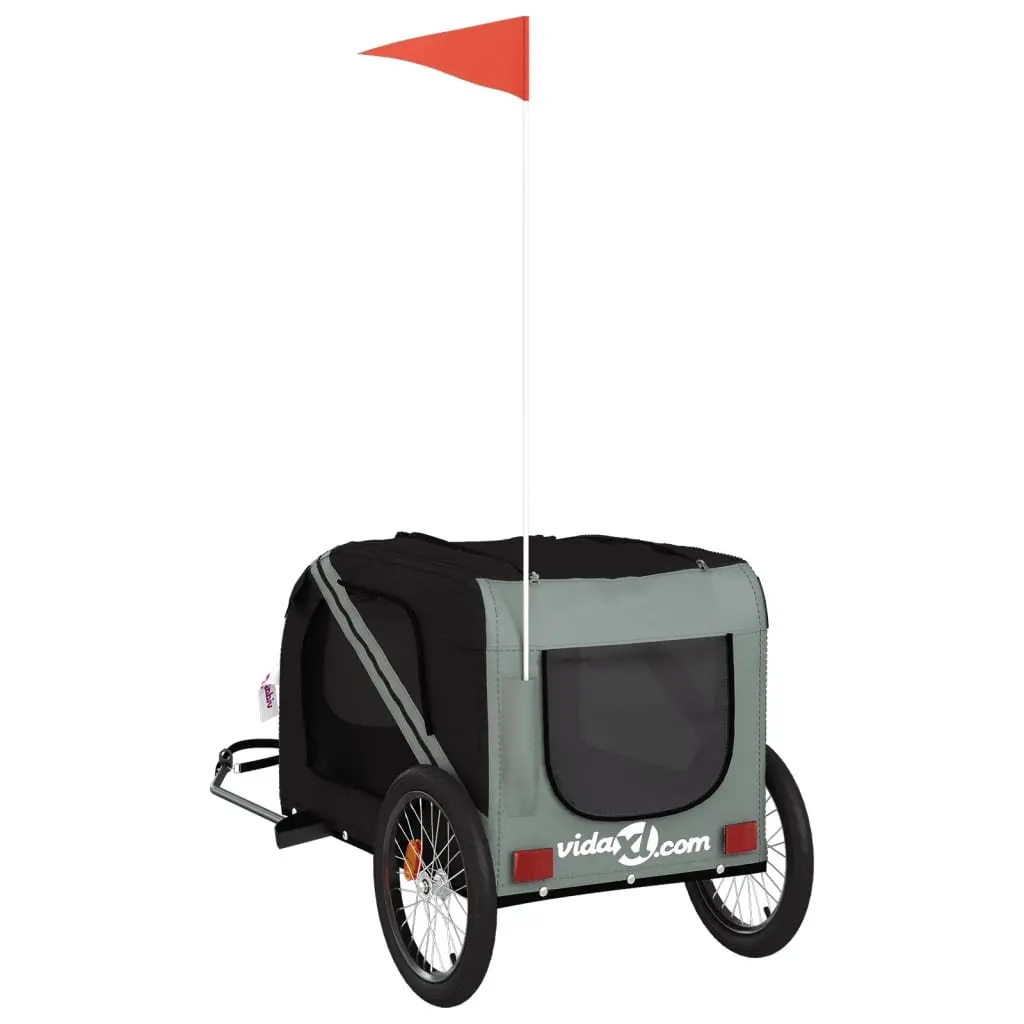 Pet Bike Trailer for Dogs Grey Oxford Fabric Iron Frame