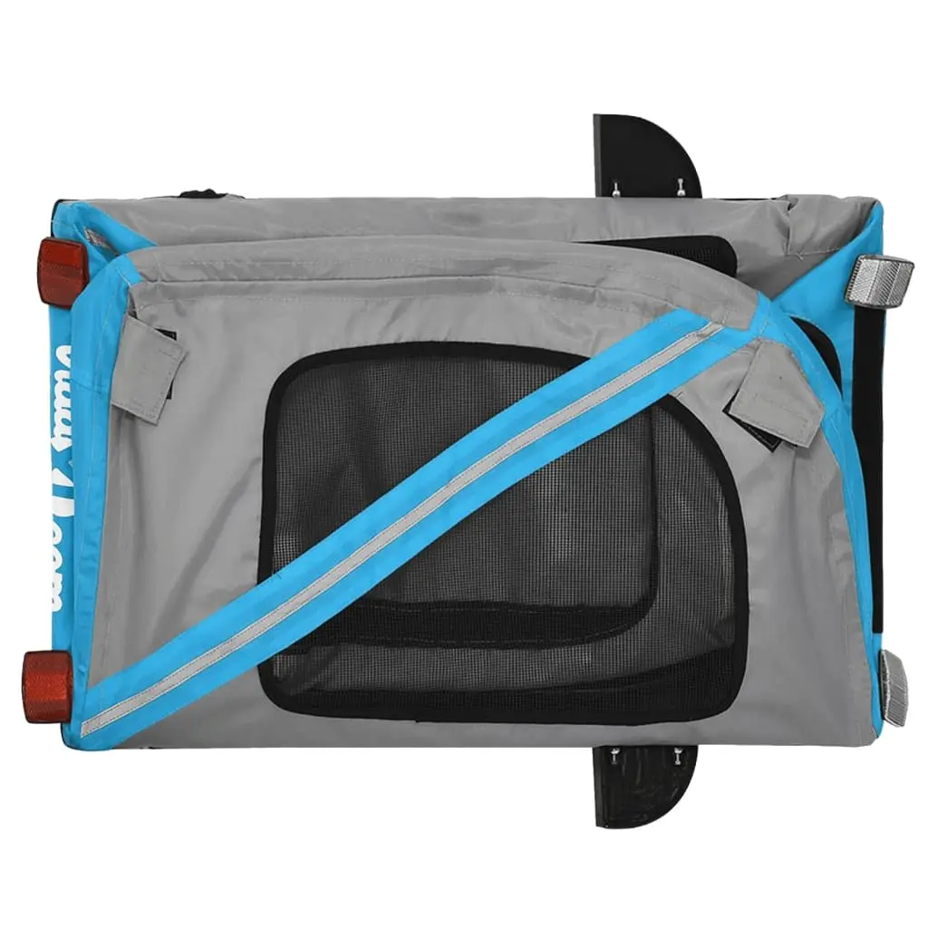 Pet Bike Trailer for Small Dogs Blue Grey Oxford Fabric Iron Frame