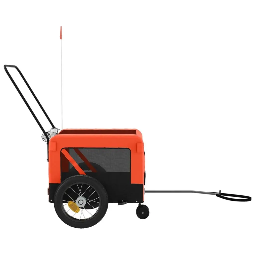 Pet Bike Trailer Orange Black Oxford Fabric Iron Frame Small Dogs Cargo Stroller