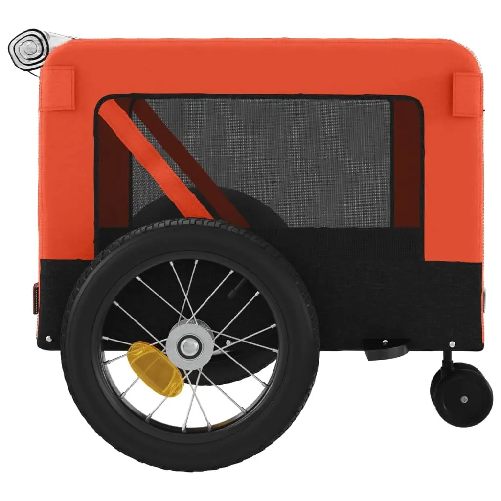 Pet Bike Trailer Orange Black Oxford Fabric Iron Frame Small Dogs Cargo Stroller
