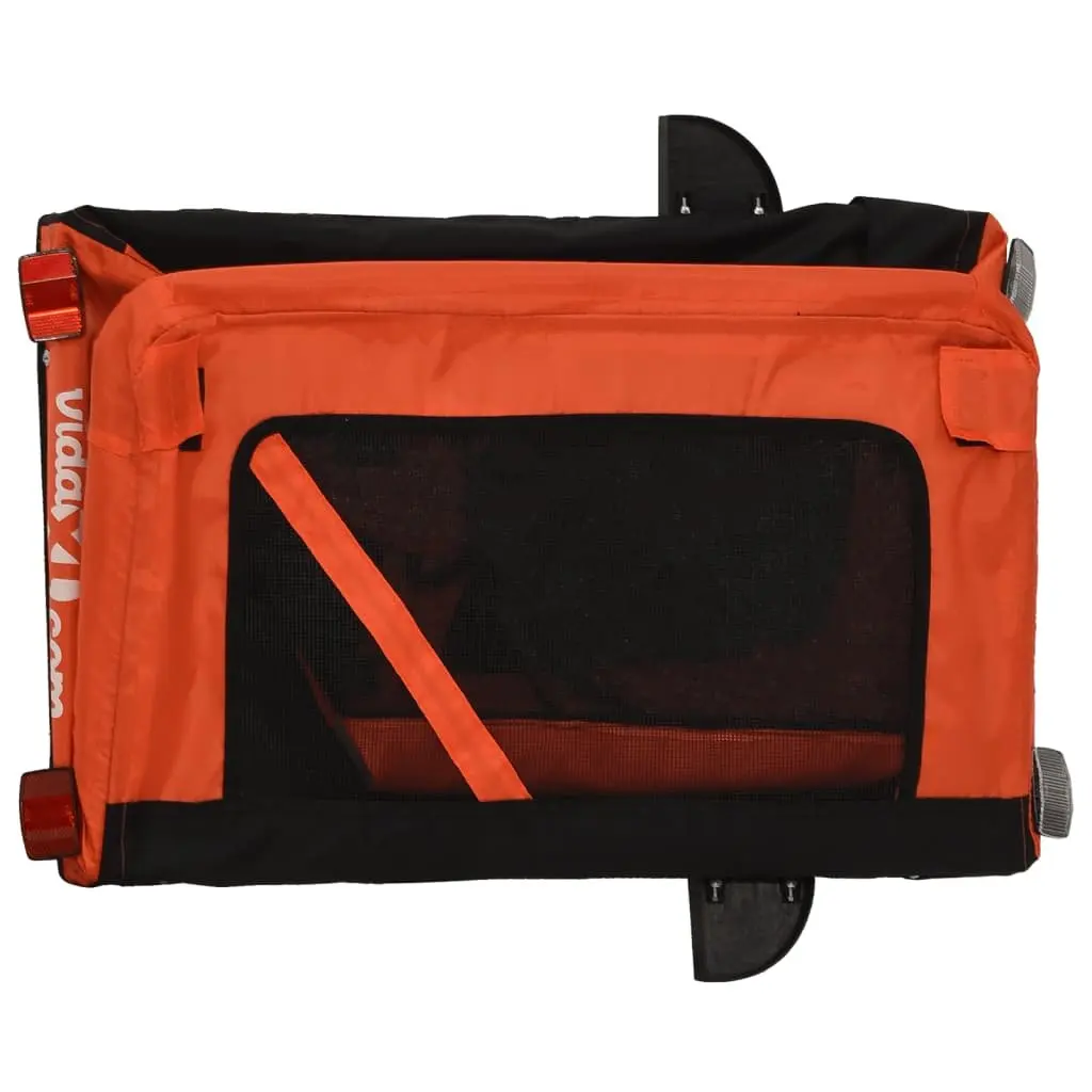 Pet Bike Trailer Orange Black Oxford Fabric Iron Frame Small Dogs Cargo Stroller