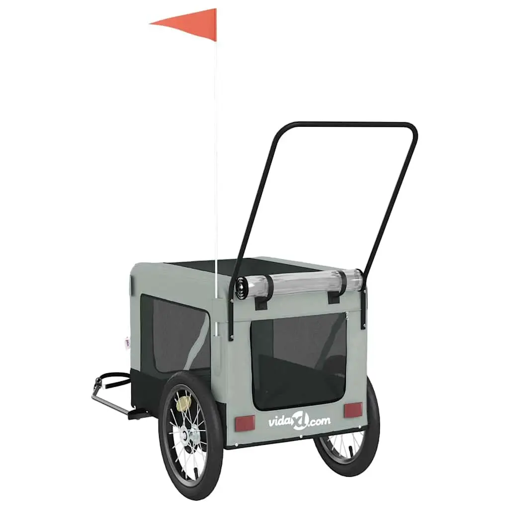 Pet Bike Trailer with Push Bar Small Dog Cat Carrier Tow Behind Bicycle