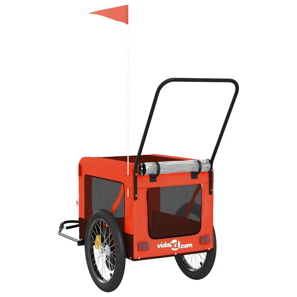 Pet Bike Trailer for Dogs Cats Orange Black Size