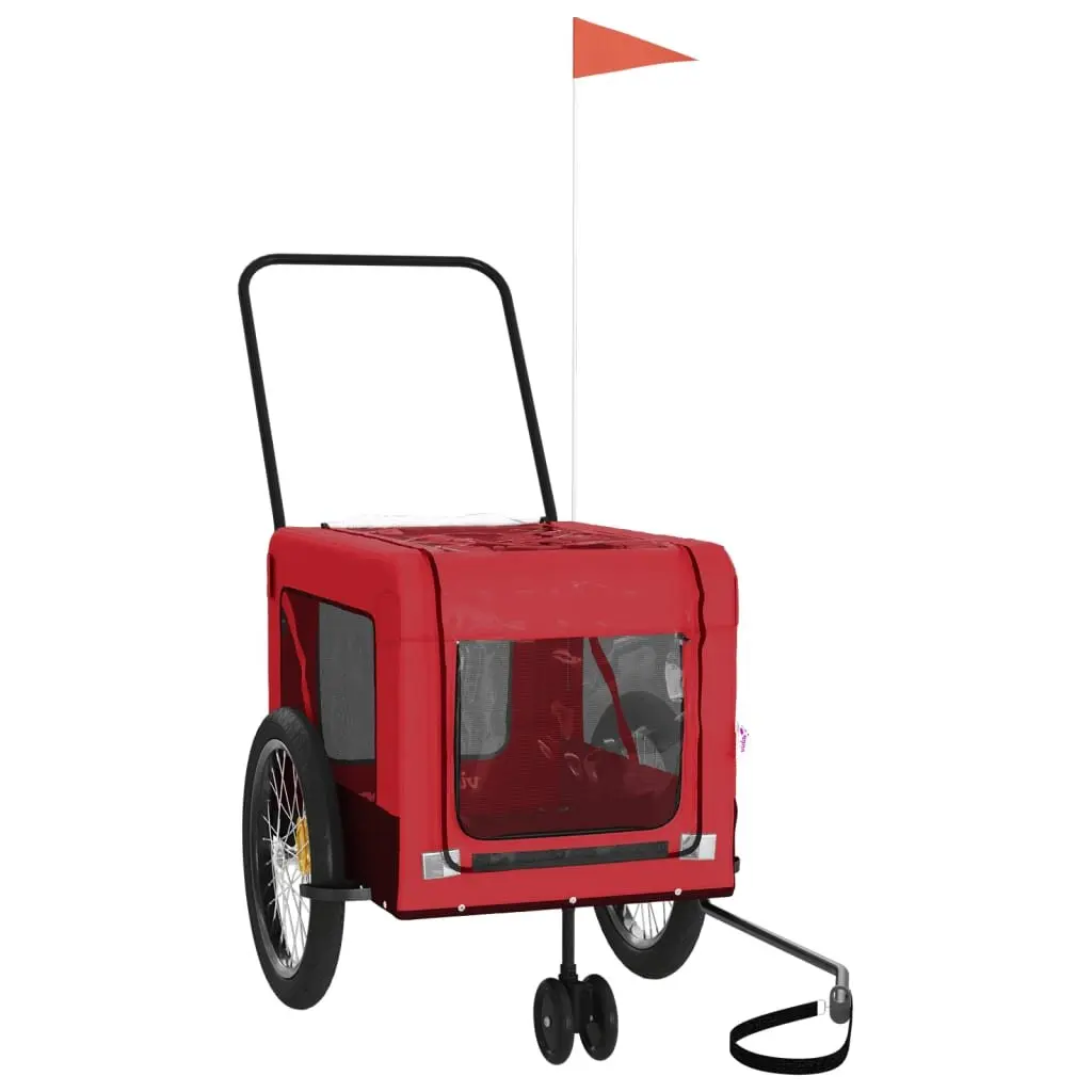 Pet Bike Trailer Red Black Oxford Fabric Iron Frame Small Dogs Pets Bicycle
