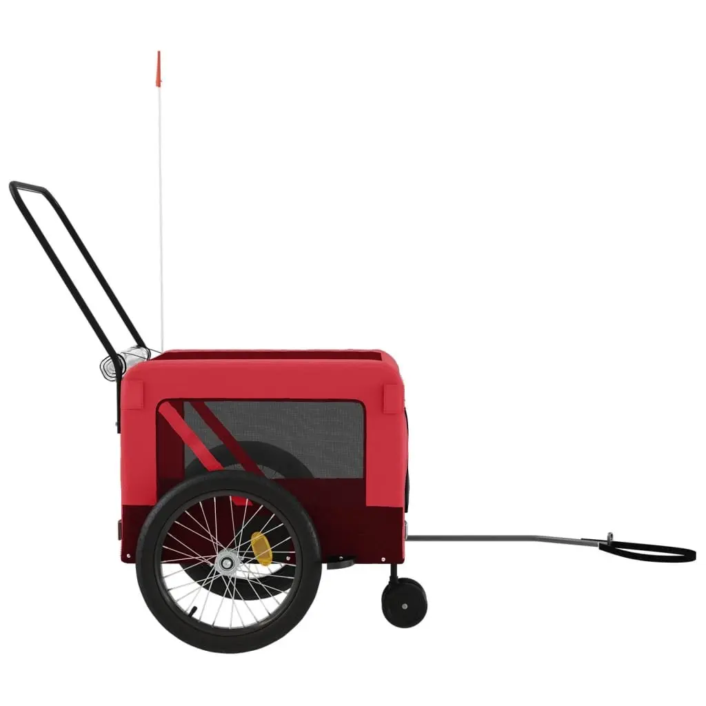 Pet Bike Trailer Red Black Oxford Fabric Iron Frame Small Dogs Pets Bicycle