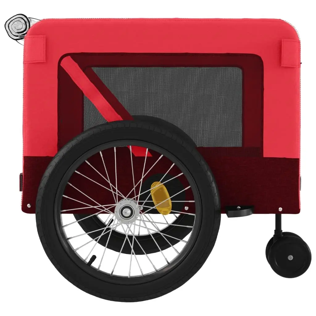 Pet Bike Trailer Red Black Oxford Fabric Iron Frame Small Dogs Pets Bicycle