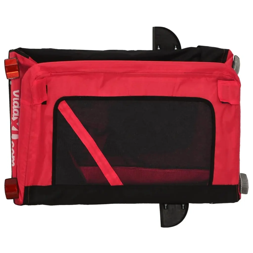 Pet Bike Trailer Red Black Oxford Fabric Iron Frame Small Dogs Pets Bicycle