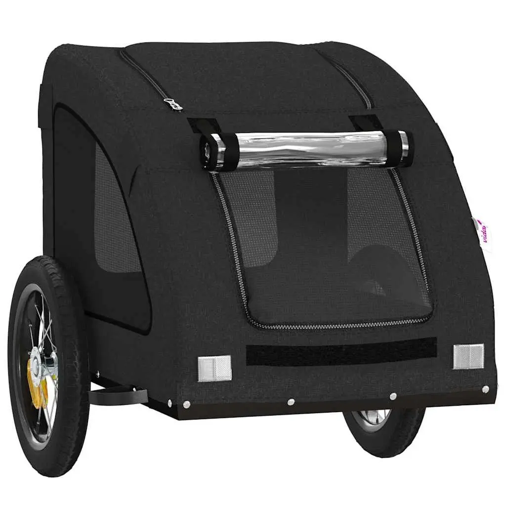 Pet Bike Trailer Black Oxford Fabric Iron Frame Small Dog Bicycle Cargo Carrier