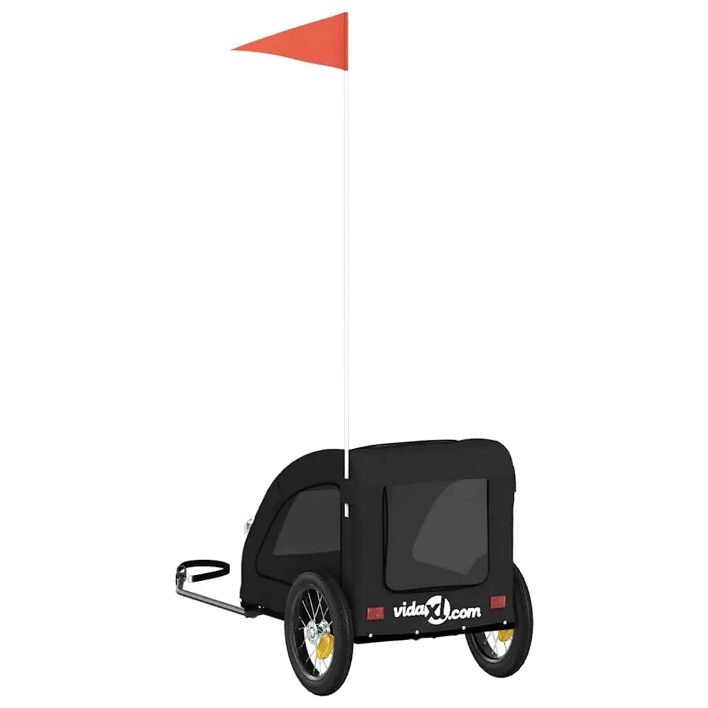 Pet Bike Trailer Black Oxford Fabric Iron Frame Small Dog Bicycle Cargo Carrier