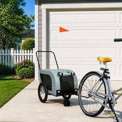 Pet Bike Trailer for Dogs Cats Small Animals Oxford Fabric Iron Frame Wheels